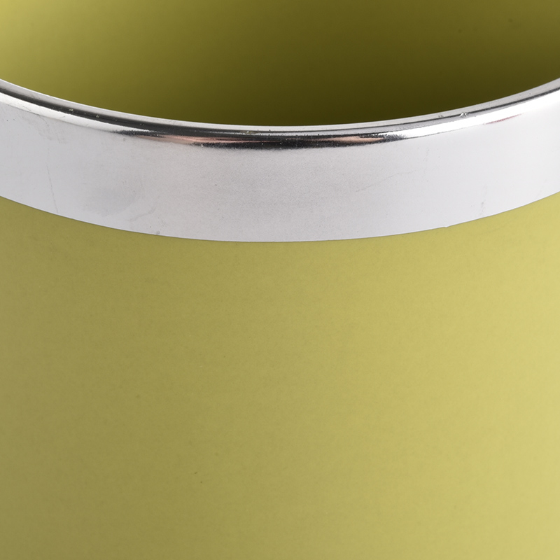 empty milky yellow ceramic candle containers