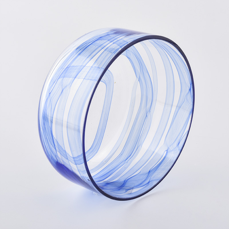 wide glass jars with marble decoration