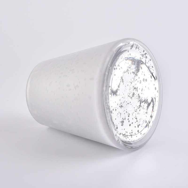 16oz frosted white glass candle jars with silver inside
