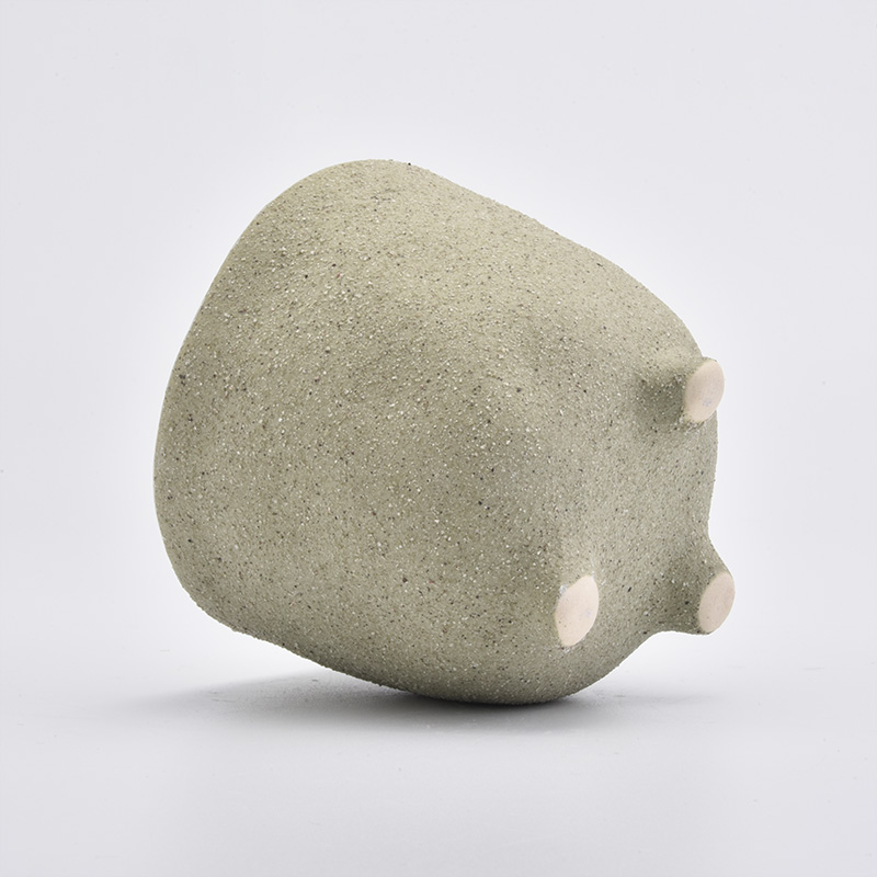 light green candle holder for home decor, matte ceramic jar in bulk
