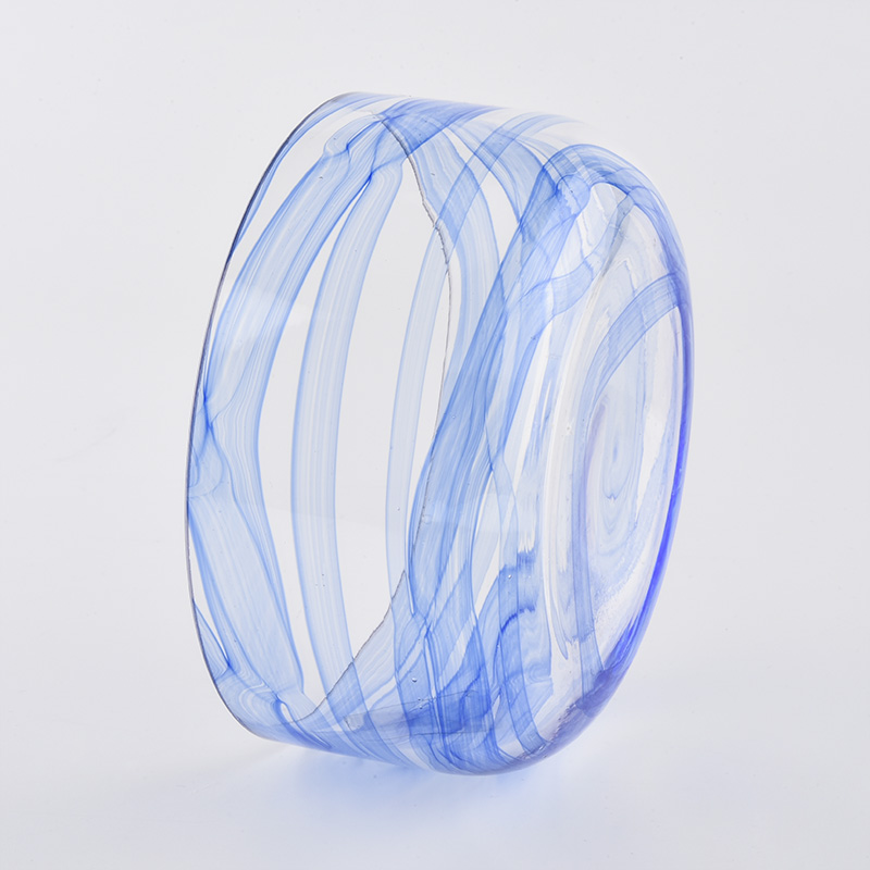 wide glass jars with marble decoration