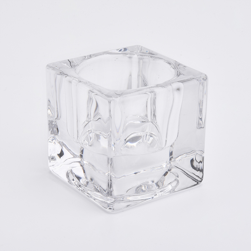 Wholesales Square Glass Candle Holders Thick Glass Votive Candle Jars Home Decor