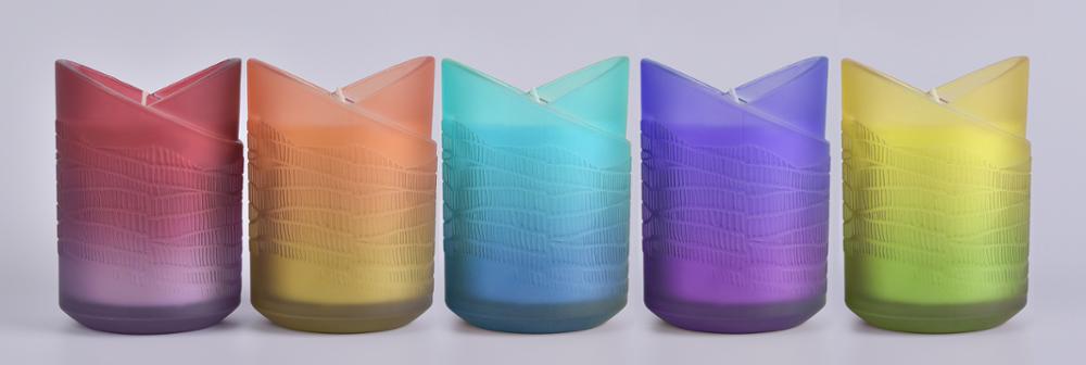Luxury Colorful Heart Design Glass Candle Jars with gold