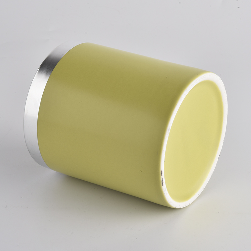empty milky yellow ceramic candle containers