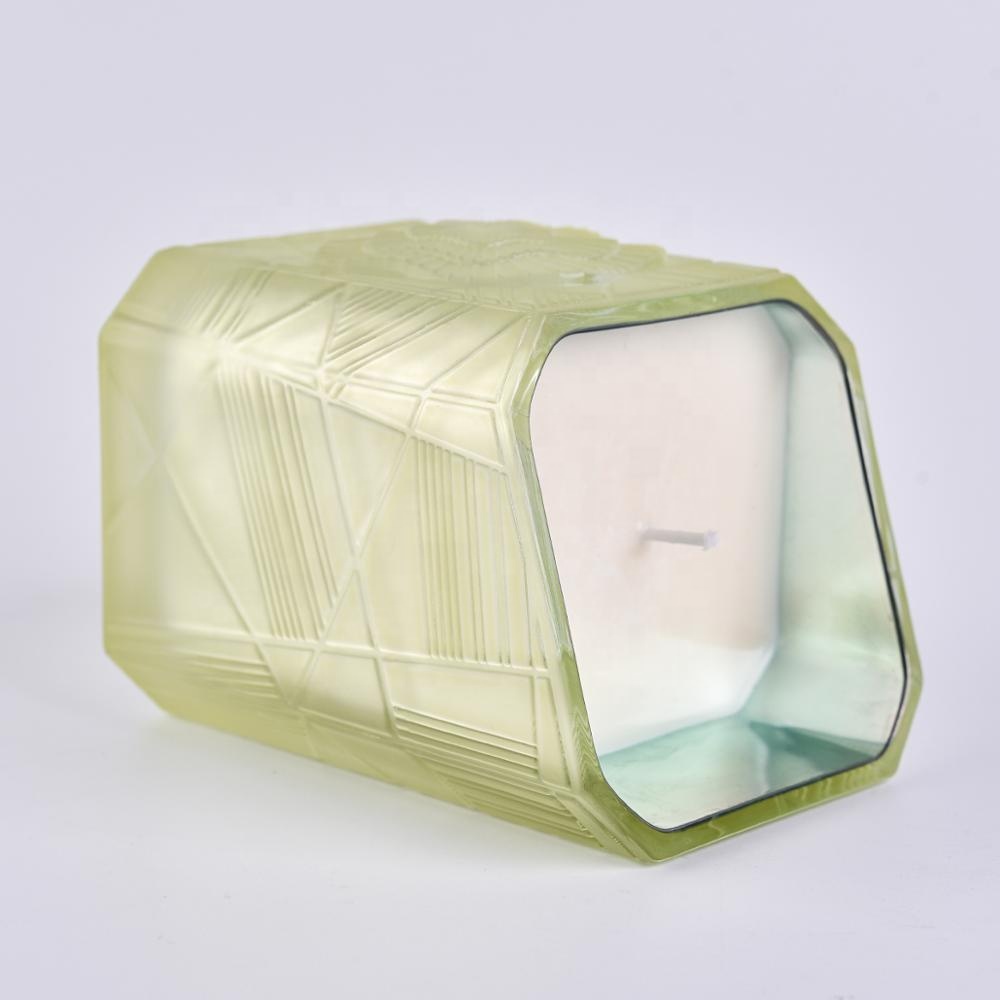 Sunny new design Trapezoid crystal square Luxury glass candle jar holder