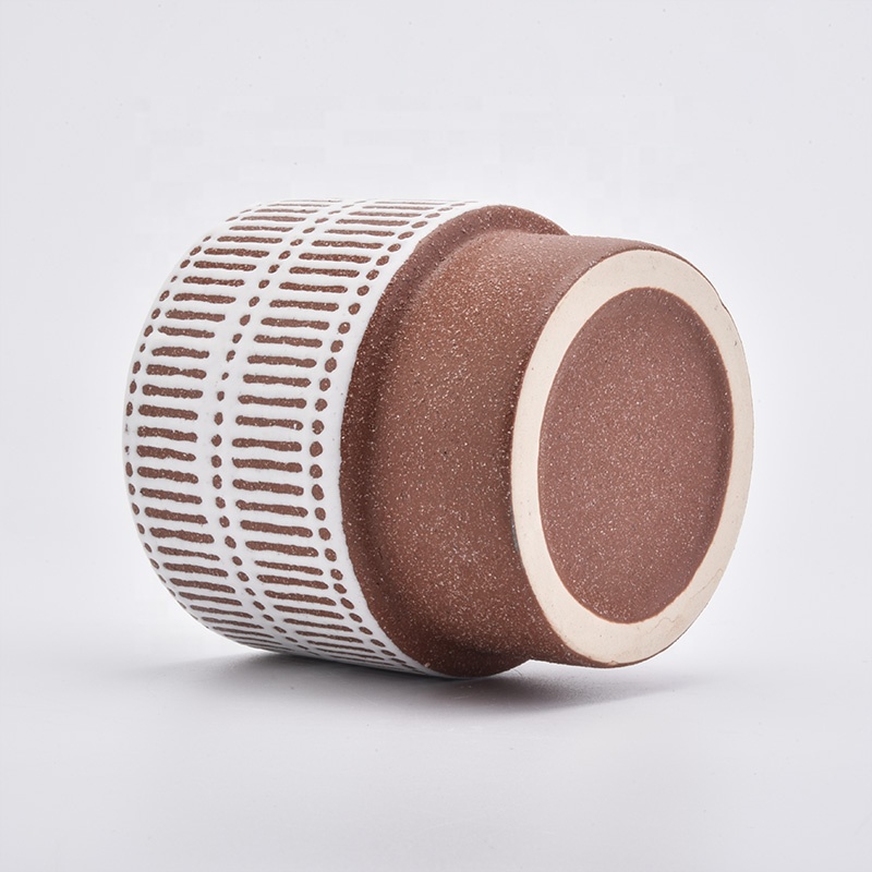 620ml Red Stripes Ceramic Candle Holder for Home Decoration