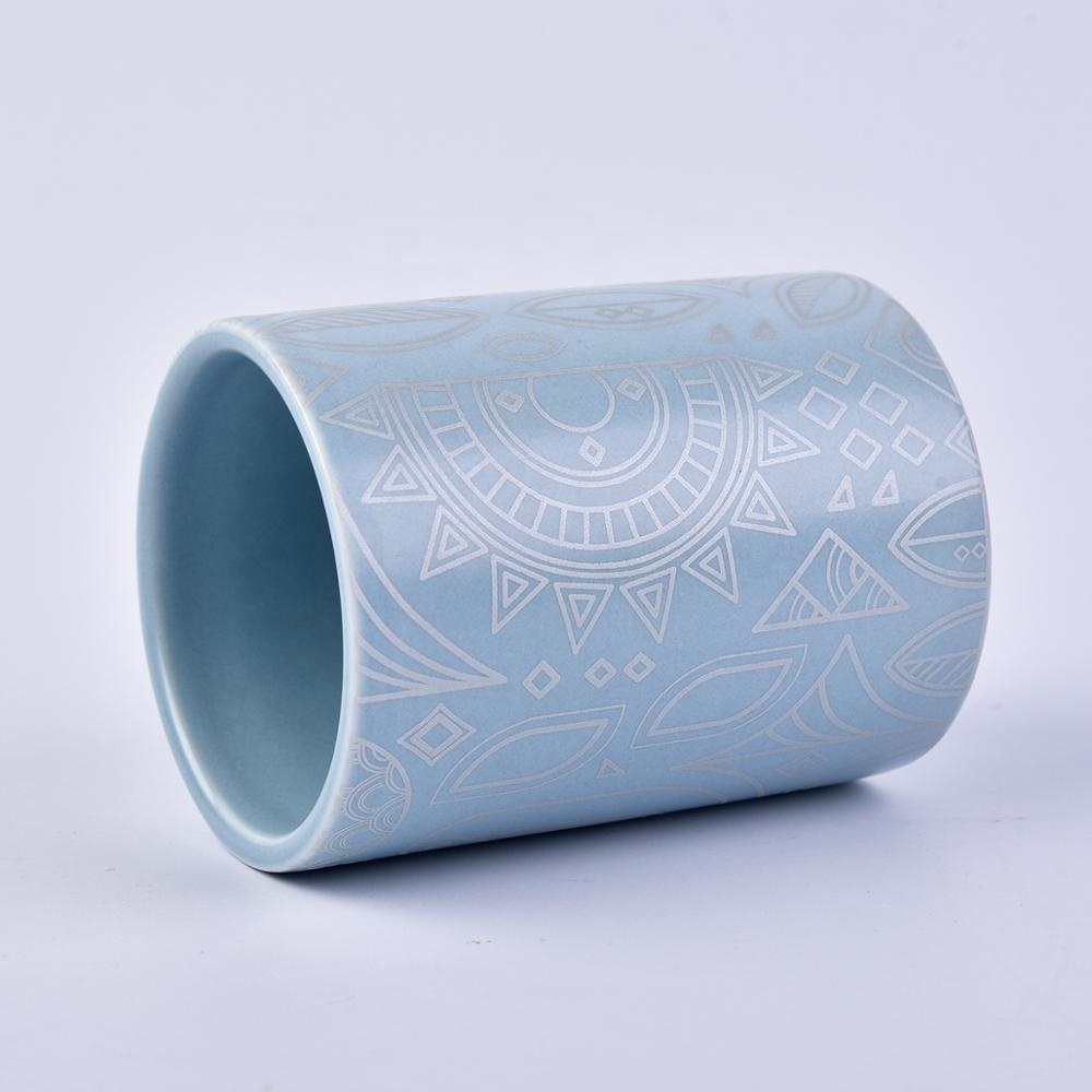 10oz 12oz Wholesales Custom blue ceramic holder for candle 