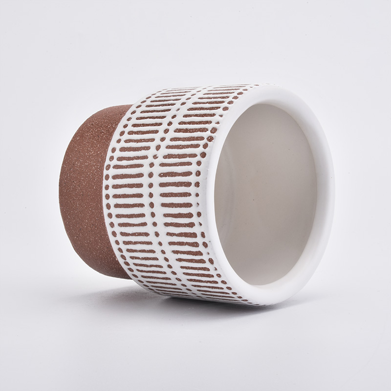 620ml Red Stripes Ceramic Candle Holder for Home Decoration