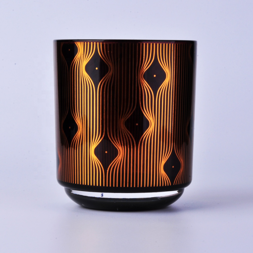 Sunny new design black Luxury glass candle holder jar 10oz 20oz
