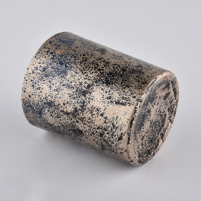6 oz 10 oz Supplier marble cylinder plating glass holder jar for candle making
