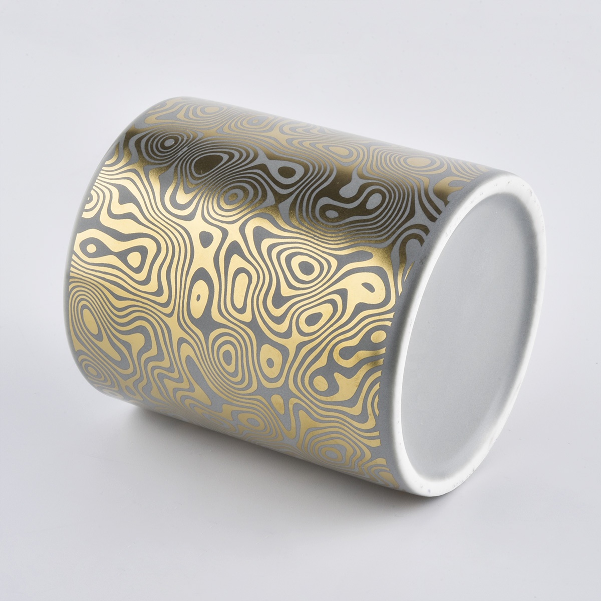 8oz 10oz Popular cylinder printed wick ceramic candle jars