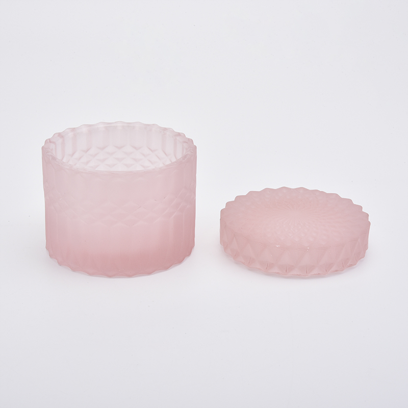 8oz Matte Pink Glass Candle Jars with Glass Lids
