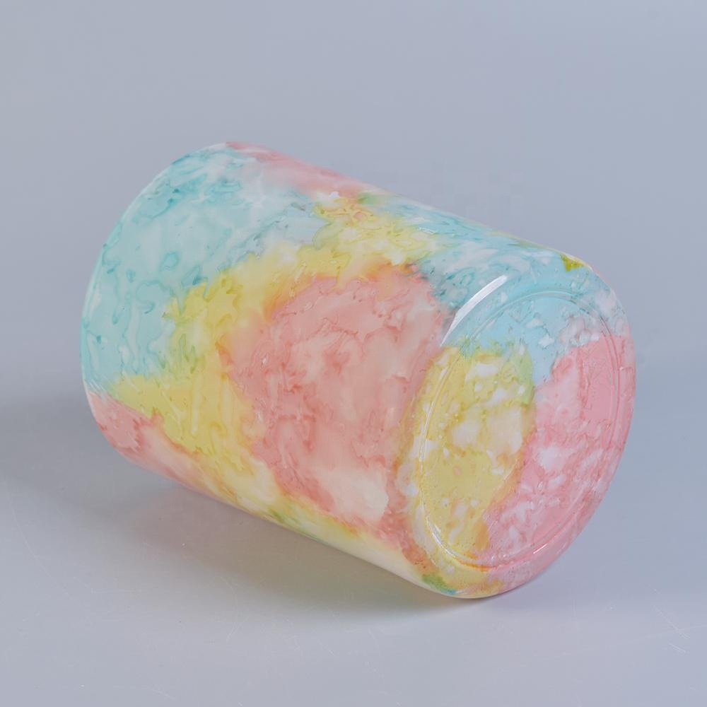 Sunny new design Luxury cylinder ceramic Multicolored candle jar bulk