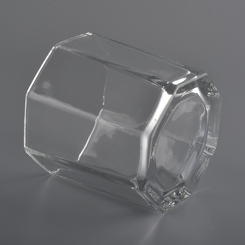 14oz hexagonal transparent glass candle holders
