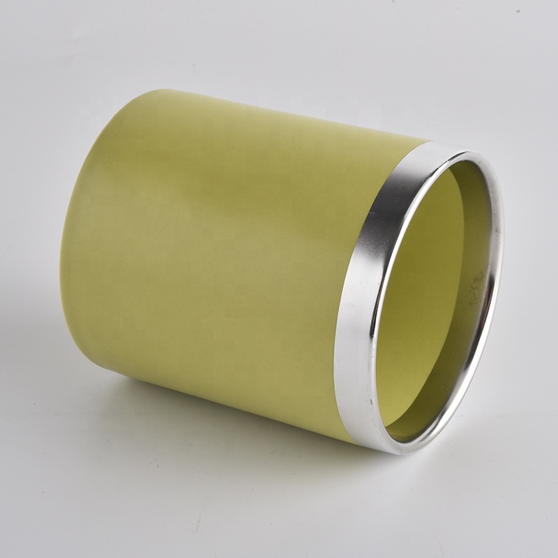 empty milky yellow ceramic candle containers