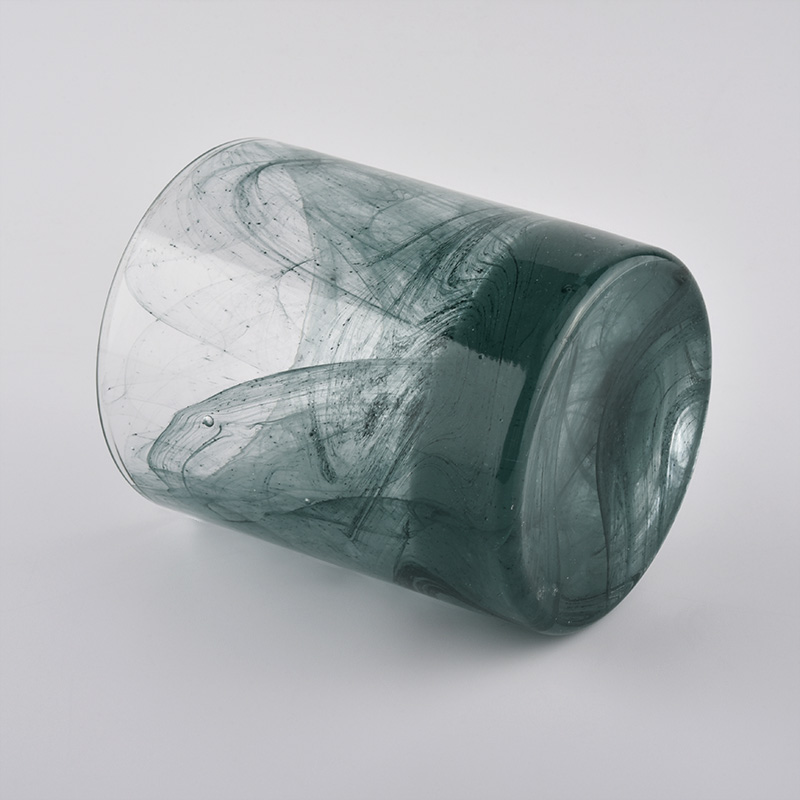 6oz cloudy finished glass candle jars