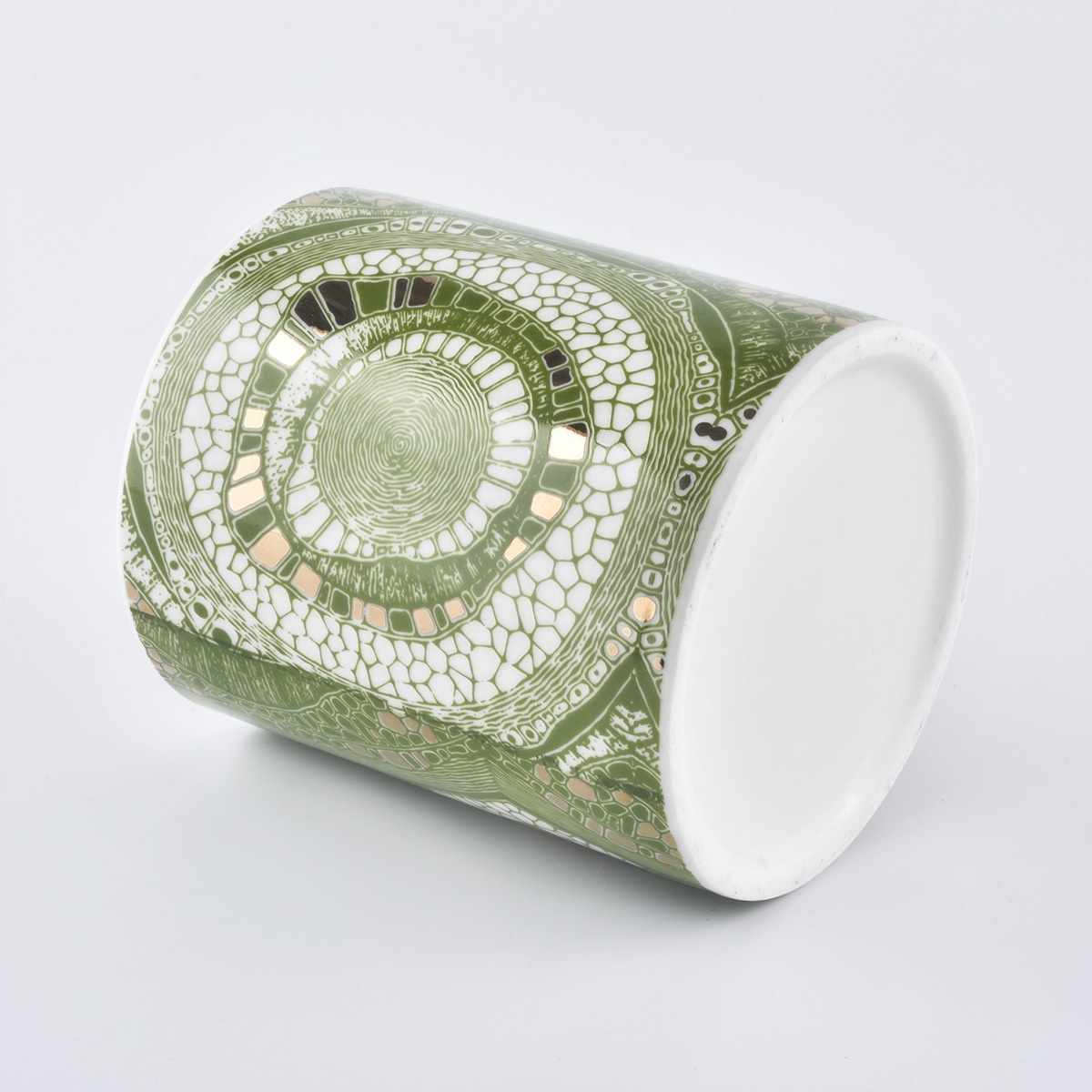 Sunny new design Luxury custom green printing glass candle vessel containers 10oz 20oz