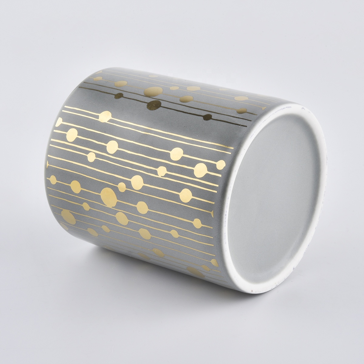 Wholesales luxury grey glaze ceramic candle jars 8oz
