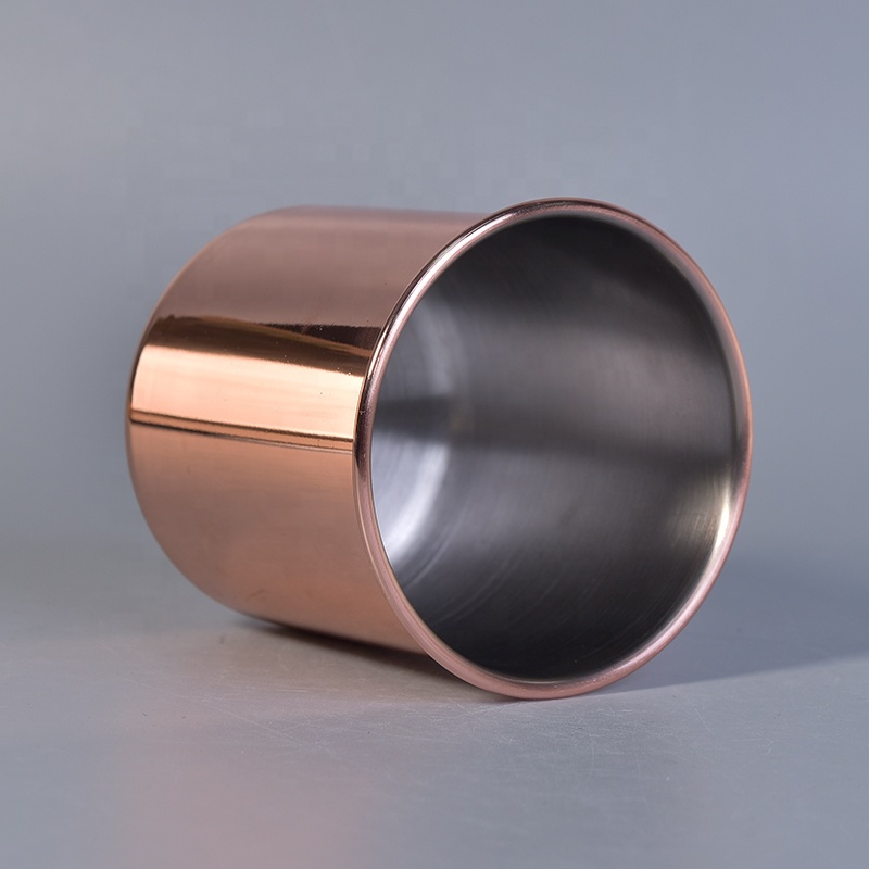 Cylinder Orange Metal Candle Jars Metal candle making vessel for Wedding Decoration use in bulk
