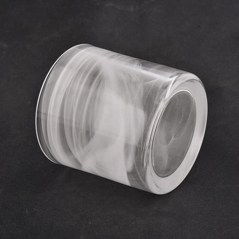hand made glass candle jars with white cloudy finish