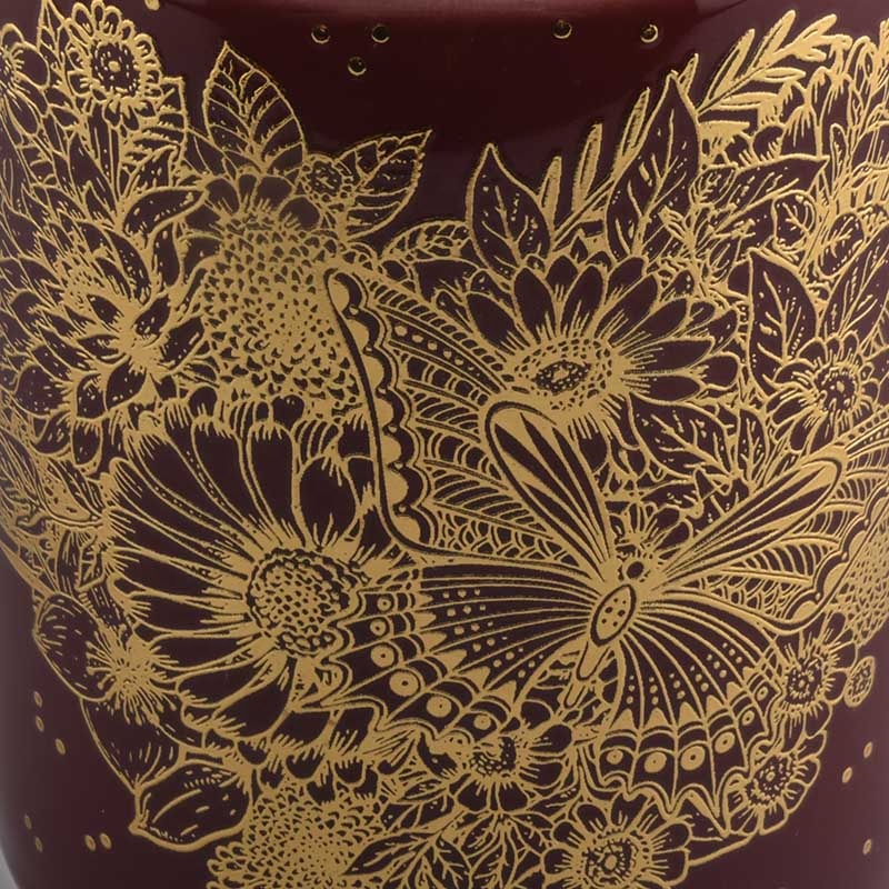 10oz decorative ceramic candle jars with rose gold artwork