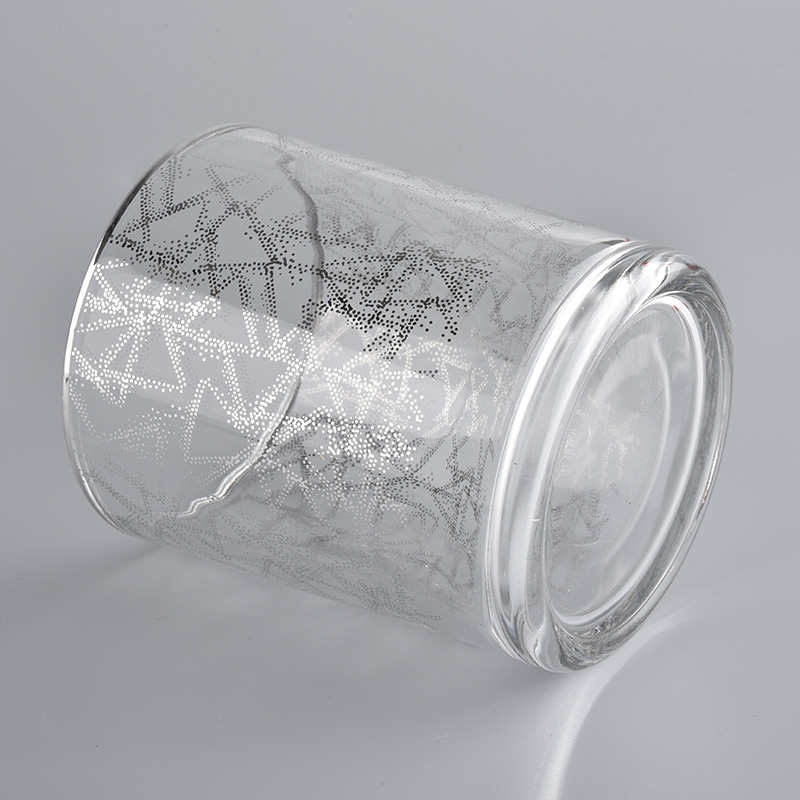 10oz clear glass candle jars with silver printing
