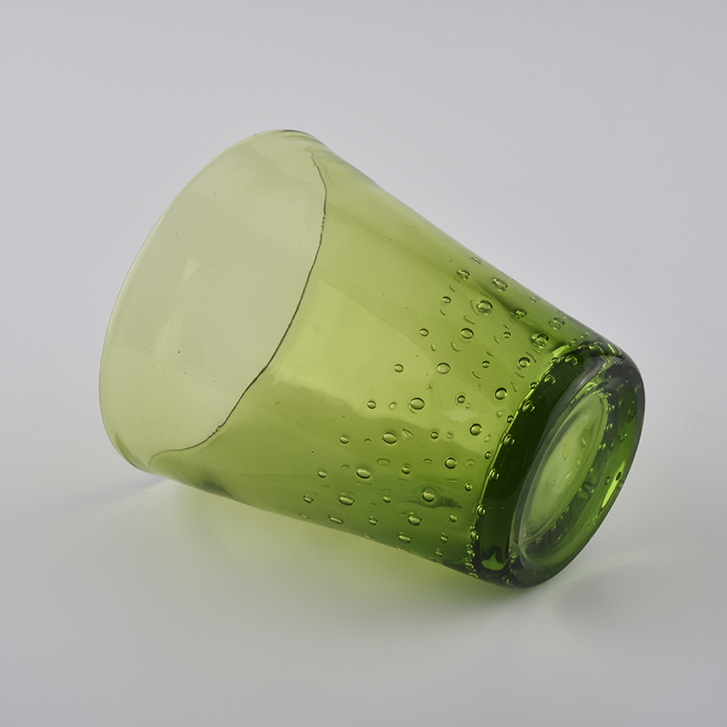 light green hand made glass candle votives