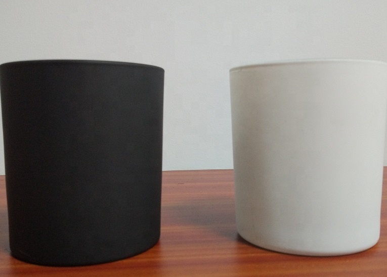 Matte black 12 OZ glass candle jar, cylinder glass container for candle making