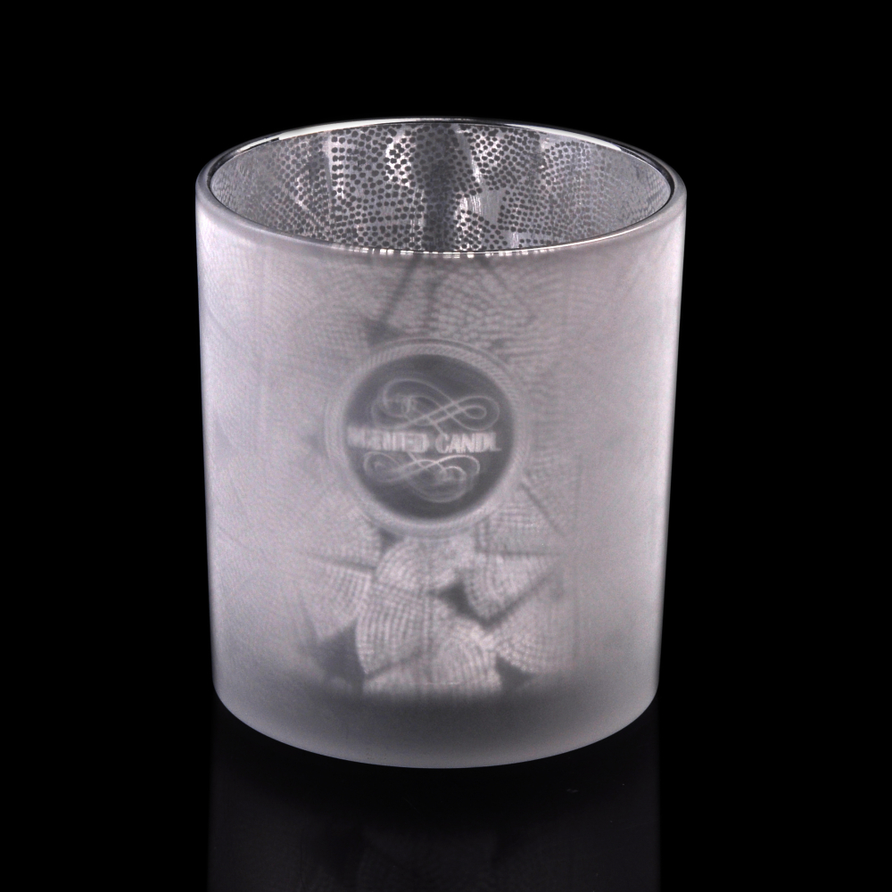frosted glass candle vessel for candle making, custom made laser printed glass containers