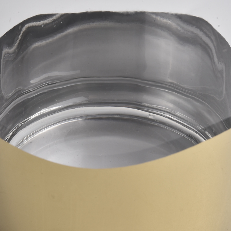 clear glass vessel with yellow bottom, popular cylinder shape glass candle vessels 12 oz