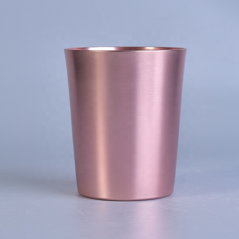 Aluminum Cylinder Pink Metal Candle Jars Metal Container for Wedding Decor in bulk
