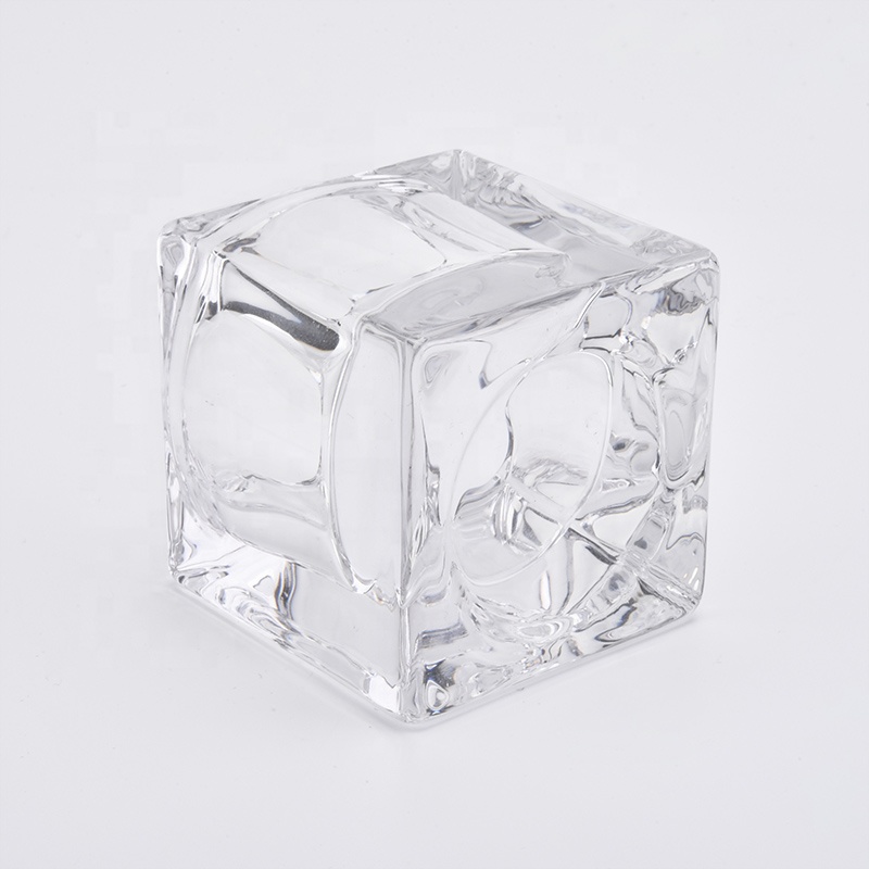 Wholesales Square Glass Candle Holders Thick Glass Votive Candle Jars Home Decor