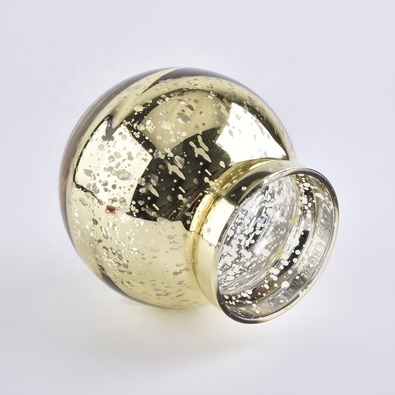 bulb designed gold electroplating glass candle jars