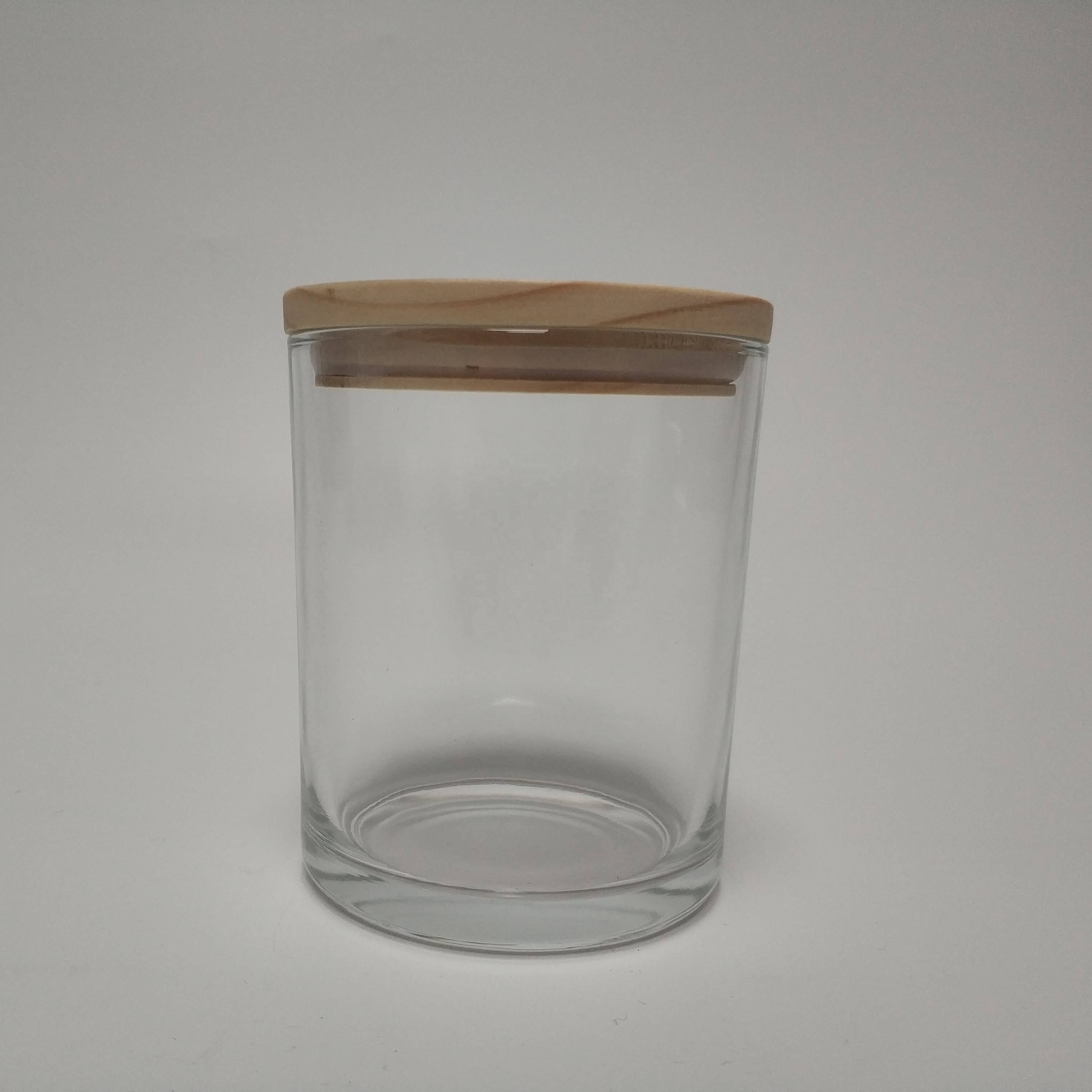 China Suppliers custom glass container jar for candle with wood lid 12 oz 8 oz