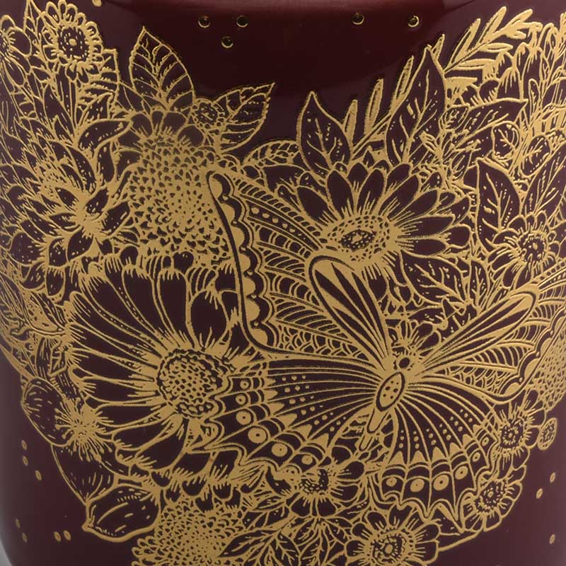 10oz decorative ceramic candle jars with rose gold artwork