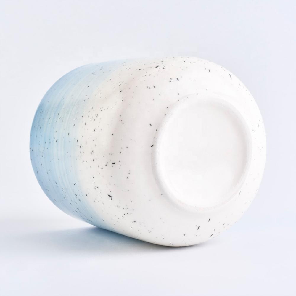Sunny new design Luxury blue ceramic candle making jar with lid