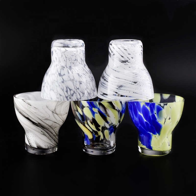 hand made glass vessel with unique design, 320 ml glass candle jar wholesales
