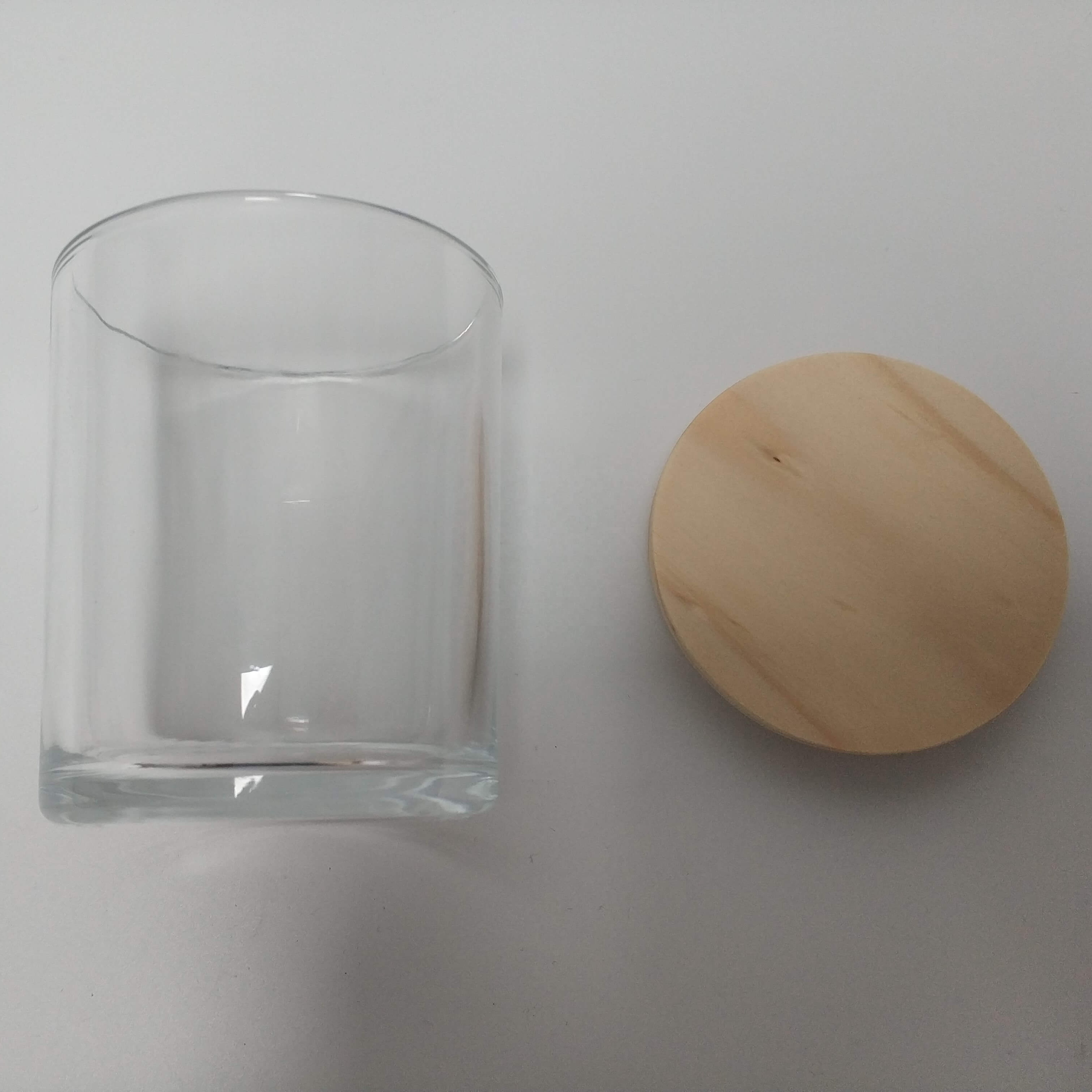 China Suppliers custom glass container jar for candle with wood lid 12 oz 8 oz
