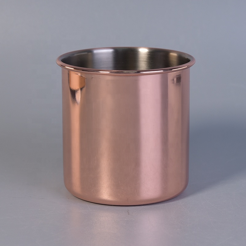 Cylinder Orange Metal Candle Jars Metal candle making vessel for Wedding Decoration use in bulk