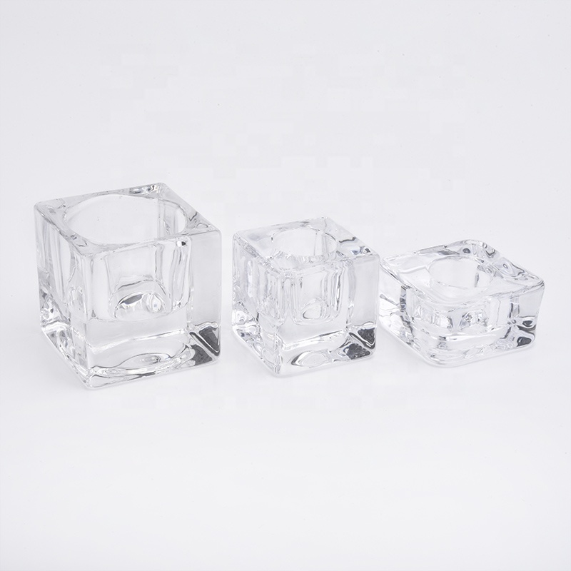 Wholesales Square Glass Candle Holders Thick Glass Votive Candle Jars Home Decor