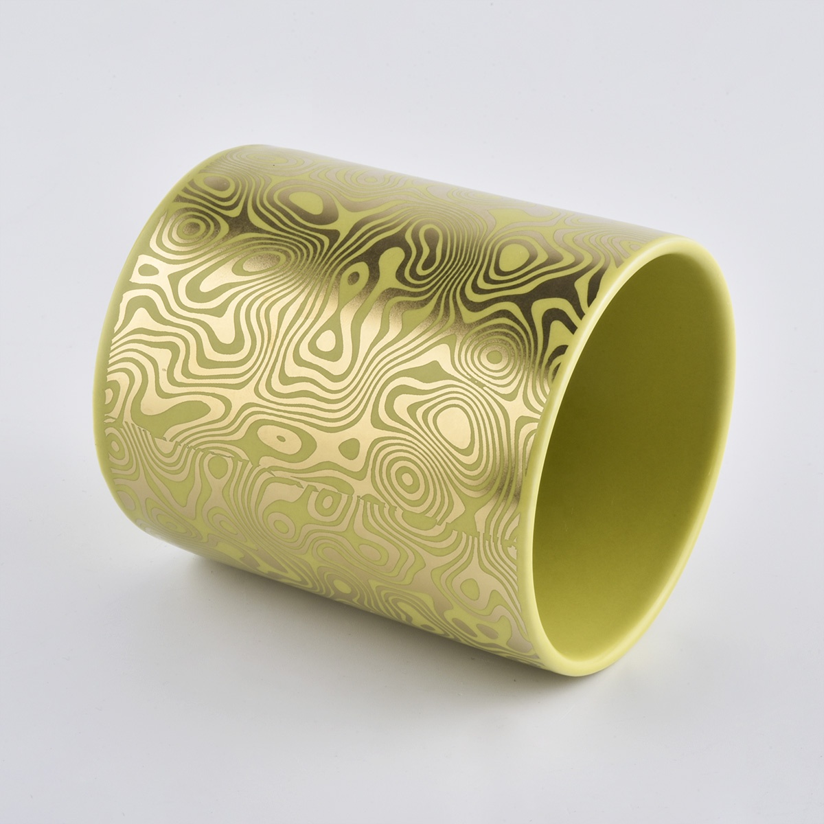 Sunny design Luxury custom golden ceramic candle vessel containers 10oz