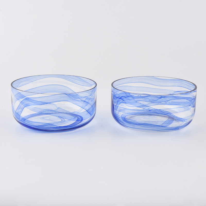 wide glass jars with marble decoration
