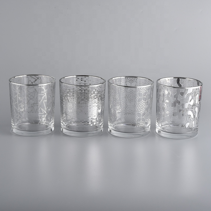 10oz clear glass candle jars with silver printing
