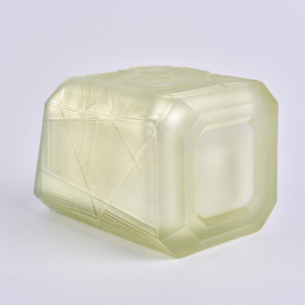 Sunny new design Trapezoid crystal square Luxury glass candle jar holder