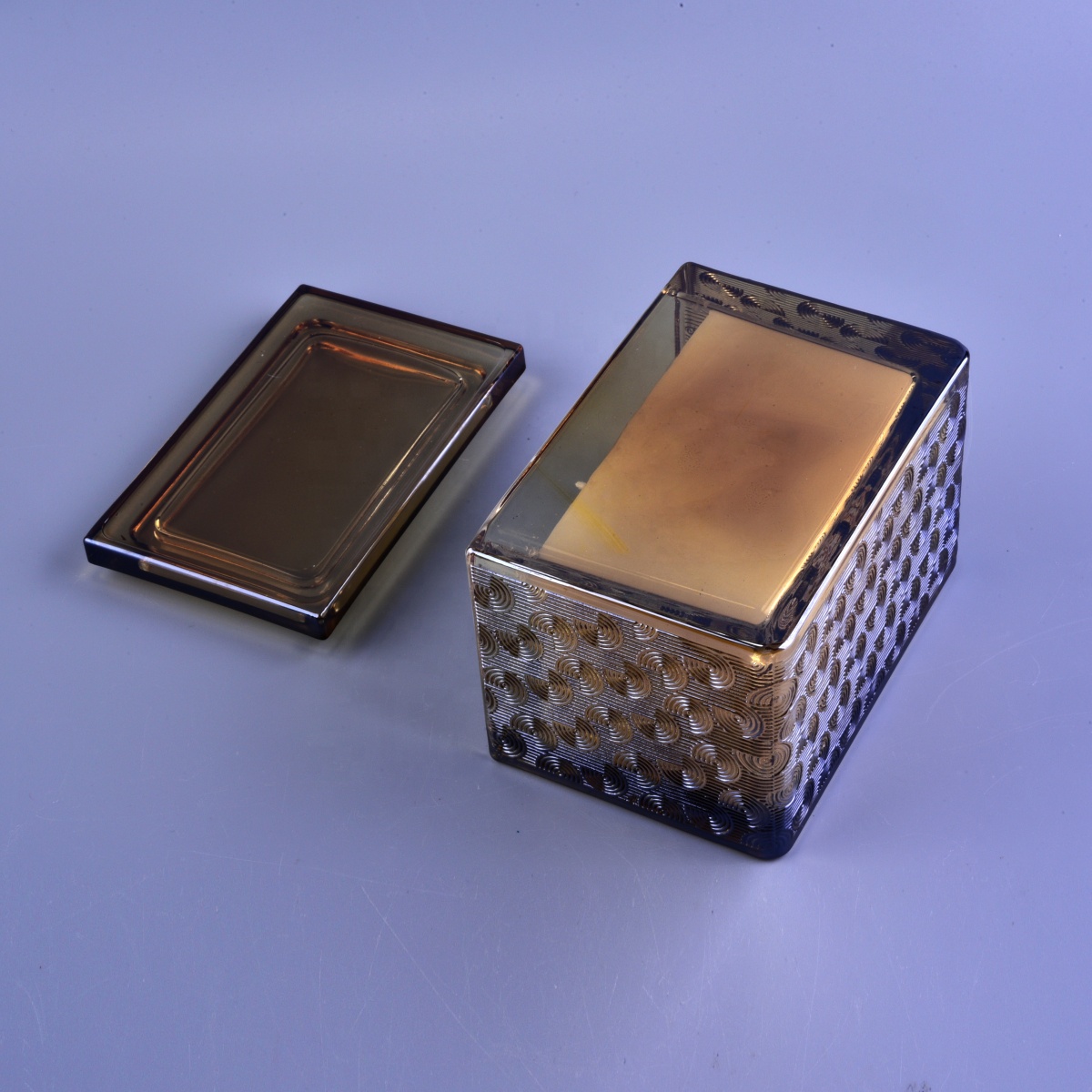 Sunny luxury empty crystal scented square glass candle jar with lids
