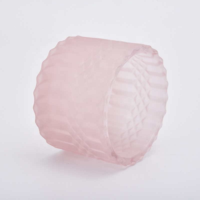 8oz Matte Pink Glass Candle Jars with Glass Lids Home Decor Pieces