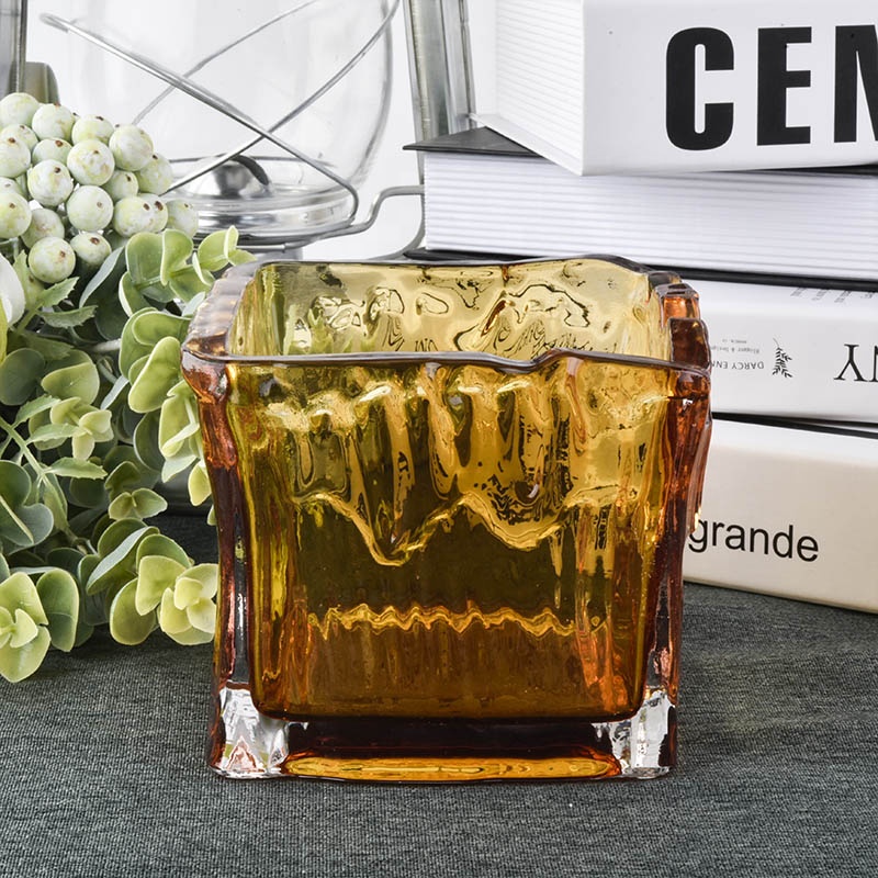 Hot sales tealight luxury square empty glass candle holder