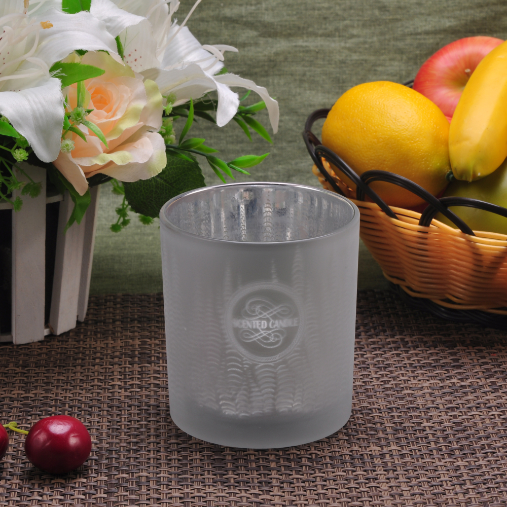 frosted glass candle vessel for candle making, custom made laser printed glass containers