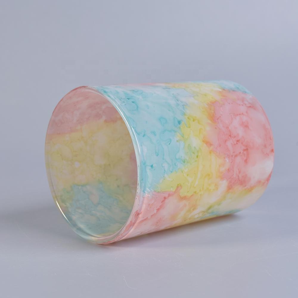 Sunny new design Luxury cylinder ceramic Multicolored candle jar bulk