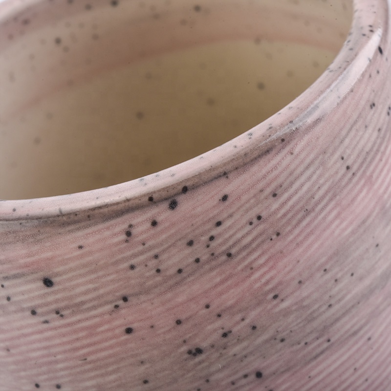 Wholesale Speckled Pink Ceramic Candle Holder Home Decoration